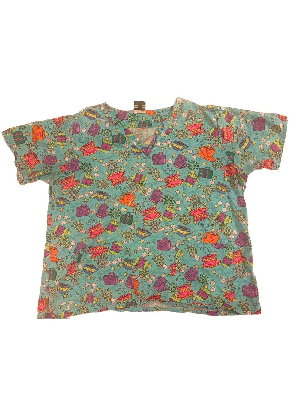 Coffee lovers  whimsical print  Cottonality cafecito scrubs tob